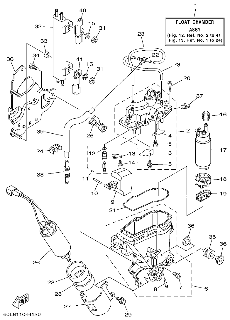 Yamaha F200BET, FL200BET FUEL INJECTION PUMP 1 parts diagram
